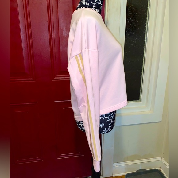 Adidas PRIMEGREEN Cropped Sweatshirt Pink Gold 3 stripes sleeves - Picture 4 of 9